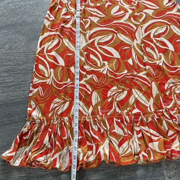 NWT Chaudry by RAGA Sleeveless A-line Midi Tank Sundress Tan Orange Cream Small - Picture 9 of 13